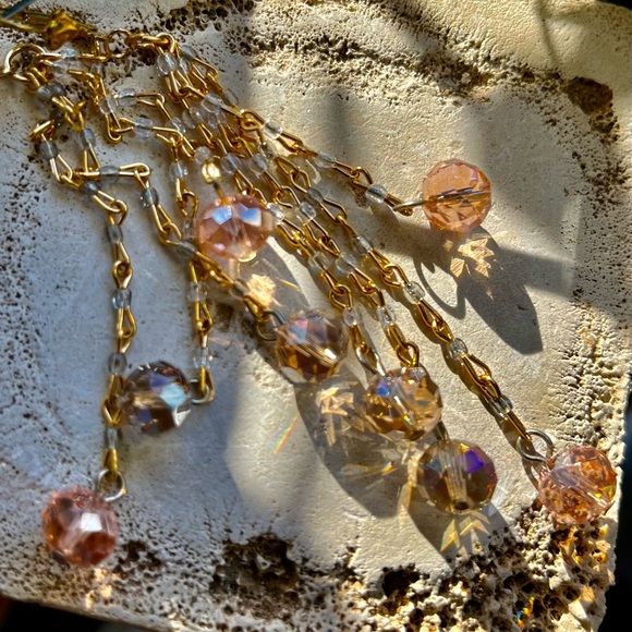 SOLD Vintage Swarovski Antique Rose, Gray, Clear Crystal Dangle Drop Earrings - Picture 11 of 16